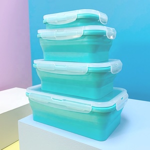बीपा मुक्त सिलिकॉन आयत फल सलाद कटोरे को ढहने योग्य माइक्रोवेव सुरक्षित खाद्य भंडारण कंटेनर गर्मी का सामना करना - Product Image 3