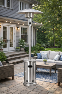 Chauffe-<span class=keywords><strong>terrasse</strong></span> extérieur moderne en acier inoxydable, <span class=keywords><strong>chauffage</strong></span> au gaz en forme de pyramide avec <span class=keywords><strong>flamme</strong></span> - Product Image 4