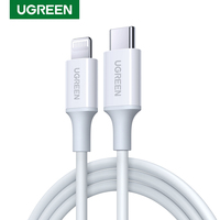 Kabel USB C ke iOS UGREEN US171 3FT Bersertifikasi MFi, Pengisian Cepat PD, Kabel Data USB 8 pin TPE untuk iPhone 14 13 12