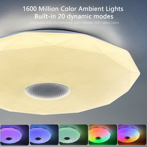 Lámparas de techo LED modernas de 36W, pantalla acrílica blanca, calificación IP44, Control remoto por aplicación, altavoz de música para dormitorio, Hotel, Base de hierro - Product Image 4