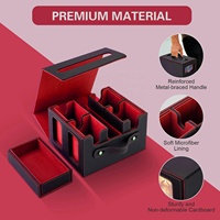 Boîte de rangement Torson Commander en cuir PU personnalisable, capacité de 400+ cartes à double pochette, 4 compartiments amovibles, fenêtre de visualisation, dés