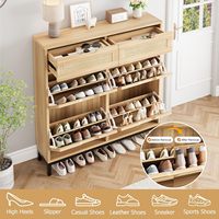 Armoire à chaussures d'entrée moderne avec étagères réglables anti-poussière Rangement multicouche pour baskets et bottes Porte-chaussures multi-portes