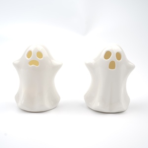 Wholesale High Quality White Ceramic Porcelain Classic Cute Die-Cut LED Ghost Figurine for Halloween & <b>Easter</b> Holiday Gifts - Product Image 3