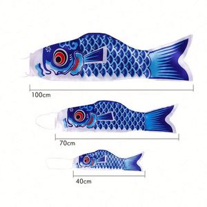 Fabricante chino de banderolas de carpa de colores vibrantes, personalizadas, con sublimación a una cara, diseño de Koi, tipo manguito de viento colgante - Product Image 3