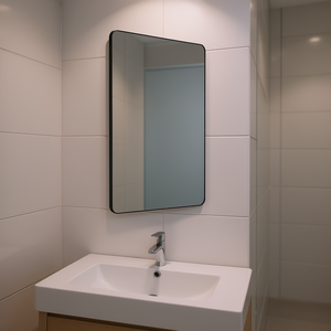 Miroir mural carré en alliage d'aluminium 30 x 55 pouces, miroir de salle de bain noir - Product Image 2