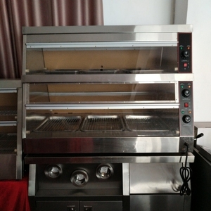 Elektrische Speisenwärmer-Vitrine <span class=keywords><strong>2</strong></span> Ebenen Temperatur- und Feuchtigkeitsregelung 220V für Brathähnchen Pizza Hamburger KFC-Stil - Product Image 6