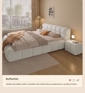 <span class=keywords><strong>Letto</strong></span> <span class=keywords><strong>matrimoniale</strong></span> minimalista color crema 1.5m/1.8m per camera da <span class=keywords><strong>letto</strong></span> padronale/appartamento piccolo, <span class=keywords><strong>letto</strong></span> imbottito in tessuto a forma di nuvola - Product Image 6
