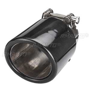 Punta de escape universal de fibra de carbono negro brillante de 80 mm de entrada y 101 mm de salida para silenciador de coche - Product Image 4