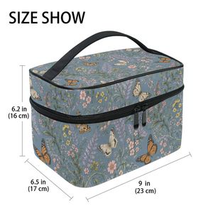 Elegante Bolsa de Cosméticos con Diseño Floral de Mariposas, Organizador de Artículos de Aseo de Viaje Grande con Correas Elásticas, Estuche Portátil para Guardar Maquillaje - Product Image 2