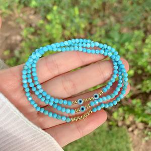 Bracelet en perles turquoise au design unique Tk-L033, bracelet œil bleu, bracelet en perles plaqué or, bijoux féminins, mode douce - Product Image 1