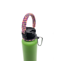Cordon de survie tressé à la main 2.0 durable avec anneau de sécurité, poignée en polyester, accessoires pour bouteille d'eau pour le camping et la randonnée