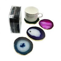 Barre de pierres précieuses en tranches, tasse de cristal, thé cristal rond ovale tranche d'agate sous-verre fabricants artisanat Promotion sous-verre en cristal