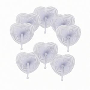 Fairy Blank White Heart Shape Folding Handheld Paper Hand Fans Plastic Handles Customized Colors DIY Painting for - Product Image 1