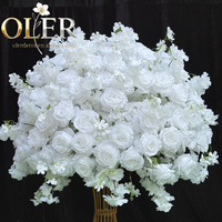 Nouveauté, rose artificielle en soie blanche de luxe de haute qualité 5D, boule de fleurs de 60 cm, centre de table et décorations de table pour mariage