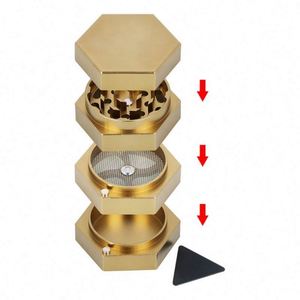 Hexagon 50 mm <b>Herb</b> <b>Grinder</b> 4 Parts Aluminum Metal Custom Logo Smoking Tobacco <b>Grinder</b> - Product Image 4