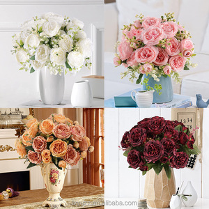 Bunga Artifisial Promo Panas 5 Tangkai Peony Sutra Buket Pengantin Warna Champagne untuk Dekorasi & Perlengkapan Pernikahan - Product Image 4
