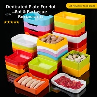 Assiettes rectangulaires empilables en mélamine imitation porcelaine pour buffet, barbecue, brochettes, usage commercial en restaurant