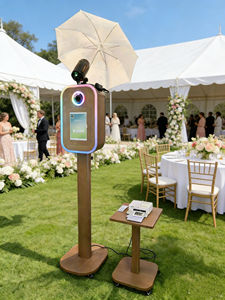 Cabina de Fotos Fácil de Instalar con Luces RGB y Ventilador de Refrigeración, Diseño de Madera Vintage, Cabina de Fotos para iPad y DSLR - Product Image 1