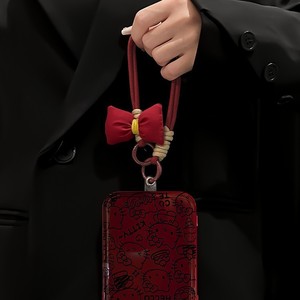 Custodia per telefono in silicone premium con cinturino a fiocco e finestra grande per fotocamera, all'ingrosso, per iPhone 17 15 Pro Max 16 14, per ragazze - Product Image 4