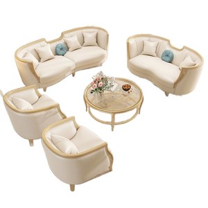 Light Luxury Solid Wood <b>Sofa</b> Set Genuine Leather Living Room Furniture European Style High-End Villa Apartment Couch - Product Image 4