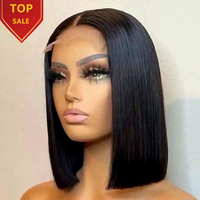 Vente en gros perruque Bob droite à double tirage cuticule vierge crue alignée 100% cheveux humains 13x4 HD perruques Full Lace Front pour femmes noires