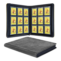Carpeta de 9 ranuras y 9 bolsillos con cubierta de cuero PU de página fija para tarjetas deportivas, álbum de colección y portafolio para TCG y tarjetas