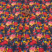 Tissus imprimés hibiscus 100% coton, motifs personnalisés, tissu popeline imprimé fleurs tropicales rouges pour robes et chemises pour femmes