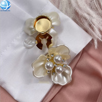 Mode imitasi Resin mutiara bunga emas besar penutup kancing untuk wanita blus kemeja Lengan kancing manset klip atas tombol Aksesori