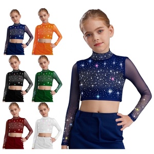 Vestido de Baile Latino para Niñas de 6 a 16 Años, Traje de Danza Lírica, Top Corto para Actuaciones, Clases de Baile y Recitales - Product Image 1