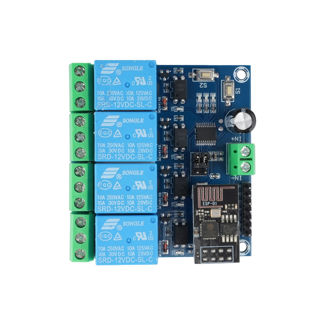 DC 12V Wifi Relay Module 4 Channel ESP8266 ESP-01 Wireless Relay Switch Board Phone APP Remote Control for IOT Smart Home DC 12V