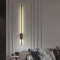 Lampu Dinding Strip Panjang Tanpa Bor, Dapat Diisi Ulang, Kontrol Sentuh, Minimalis untuk Kamar Tidur, Ruang Tamu