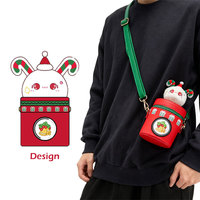 Sac à dos en peluche PU personnalisé de haute qualité, motif lapin de Noël, mini sac à bandoulière en peluche de dessin animé pour le voyage et le rangement
