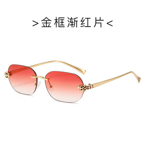 Lunettes de soleil œil de chat sans monture, verres dégradés, protection UV400, lunettes de soleil de conduite tendance, style unisexe adulte - Product Image 4
