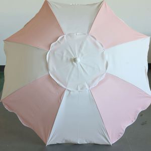 Sombrilla de Playa con Borde Festoneado Rosa, Adorno Blanco, Acero, Decorativa para Exteriores, Parasol para Jardín, Patio, Piscina, Muebles de Jardín - Product Image 2