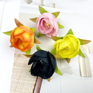 Coiffe de fleurs de camélia artificielles de 3,5 cm avec feuilles pour décoration de mariage, épingle à cheveux, accessoire de corsage - Product Image 2