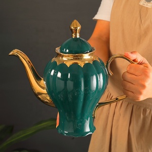 New Luxury England Style Green Color Golden Painted <b>Coffee</b> & Tea Sets - Product Image 3