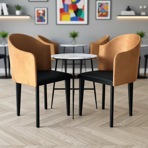 Silla de Comedor de Madera de Mediados de Siglo con Respaldo <span class=keywords><strong>Tapizado</strong></span> en <span class=keywords><strong>Cuero</strong></span> para Desayunador de Hotel Vintage y Club Privado de Alta Gama - Product Image 3