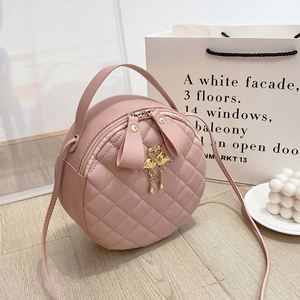 Ladies Exquisite Handbag Grid Pattern Small Fashionable PU Waterproof Zipper Closure Portable Shoulder <b>Bag</b> for Girls All Seasons - Product Image 4