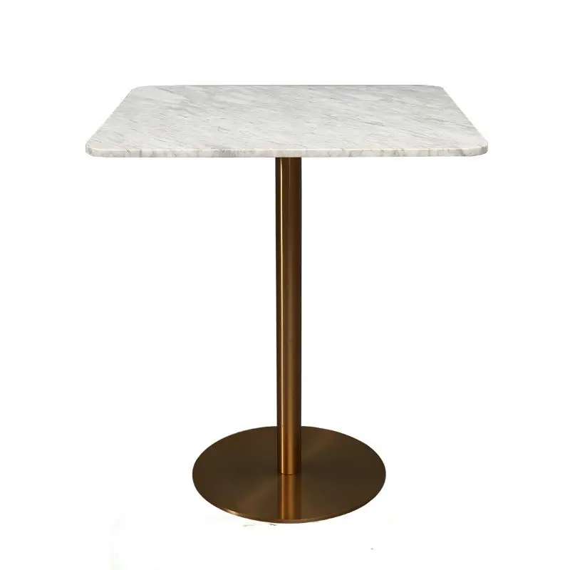 Modernes Luxus-Restaurant Tischplatte Esstisch Metall basis Quadrat Marmor Beton Wohn möbel Edelstahl