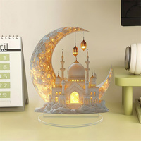 Signe de table de l'Aïd Décoration de maison Signe Ornement 2D Acrylique Plateau à plusieurs niveaux Décoration décorative Crescent Castle Ornement pour la maison Table