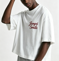 Camiseta de Hombre Personalizada de Moda Urbana con Bordado de Letras Simple, Manga Corta, Casual, Hombros Caídos
