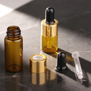 Mini Botellas de Vidrio de Lujo de 5 ml, Transparentes, con Gotero, Impresión Serigráfica, para Suero para el Cuidado de la Piel, Coloridas y Hermosas - Product Image 4