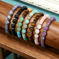Bracelet extensible bohème unisexe en acier inoxydable avec chaîne, perles et strass en cristal, fait main, tendance, idéal pour un cadeau