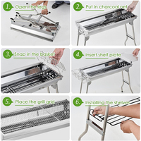 Parrilla Coreana para Barbacoa, de Carbón, para Exteriores, Plegable, Comercial, Resistente, con Juego de Parrilla para Barbacoa Integrada