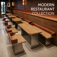 Ensemble de salle à manger compact et peu encombrant de qualité commerciale avec banquette en cuir et table en bois, chaises et tables pour restaurant