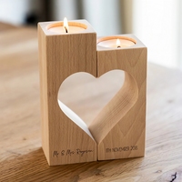 Support de bougie carré en bois fait main personnalisé, porte-bougie chauffe-plat sur mesure avec gravure, décoration d'intérieur, cadeau d'anniversaire ou de mariage