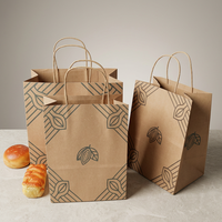 Sac d'emballage alimentaire à emporter en papier kraft brun biodégradable et recyclable avec logo imprimé personnalisé et poignée en corde