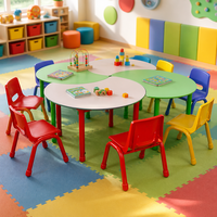 Ensemble table et chaise de maternelle, plateau en contreplaqué, structure métallique, hauteur de siège 300 mm, robuste, pour projets scolaires gouvernementaux