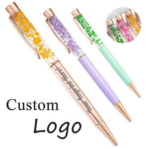 Custom Printed Logo Engraved Creative DIY Dry Flower Metal Ballpoint <b>Pen</b> Bulk Wholesales Advertisement for Personalized Gift - Product Image 1