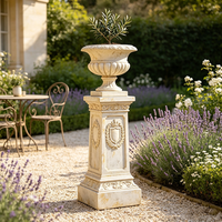 Support de pot de fleurs en résine fait main et peint à la main, style colonne romaine, piédestal européen vintage, urne, pot de fleurs, décoration d'intérieur